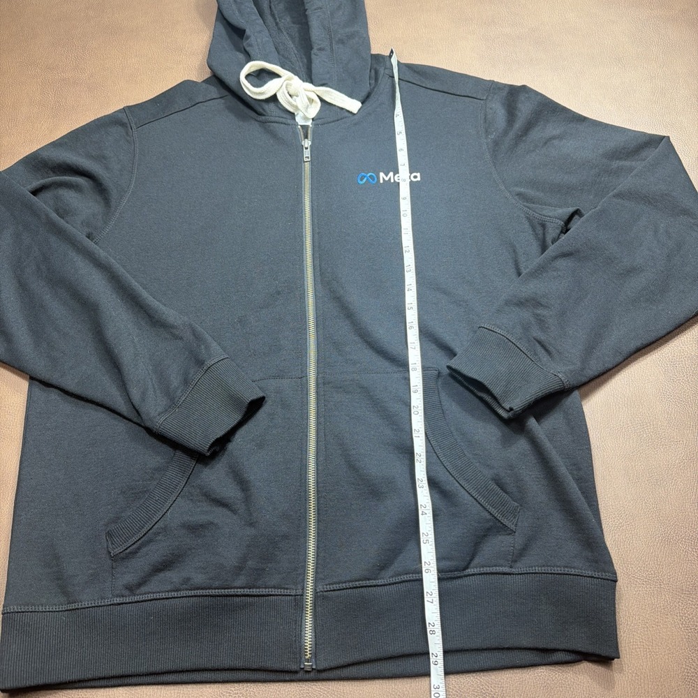 Meta Facebook Hoodie Sweatshirt Mens Large Black Full Zip Tech Modern Rare!! - Picture 4 of 6